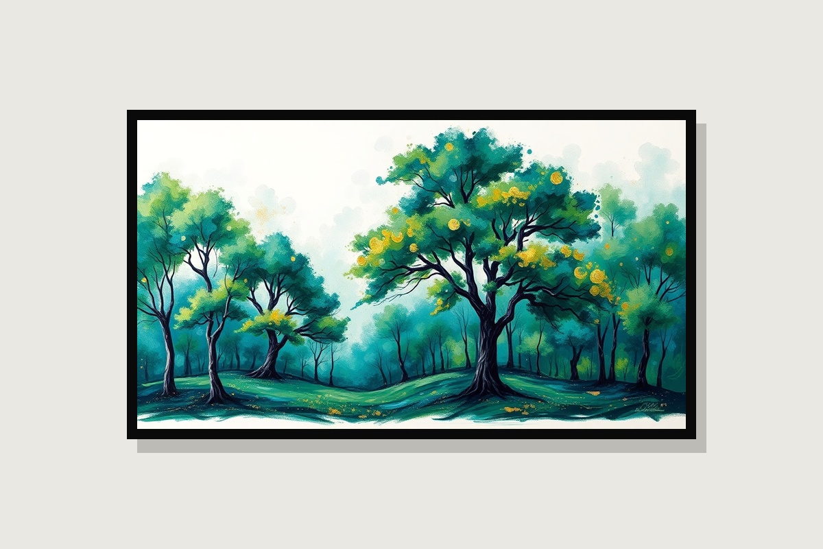 Abstract Swirl Forest Canvas - Modern Nature Landscape Wall Art