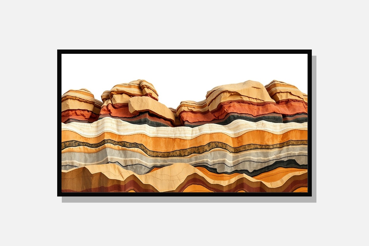 Modern Abstract Rock Formation Wall Art - Earthy Layered Canvas Print