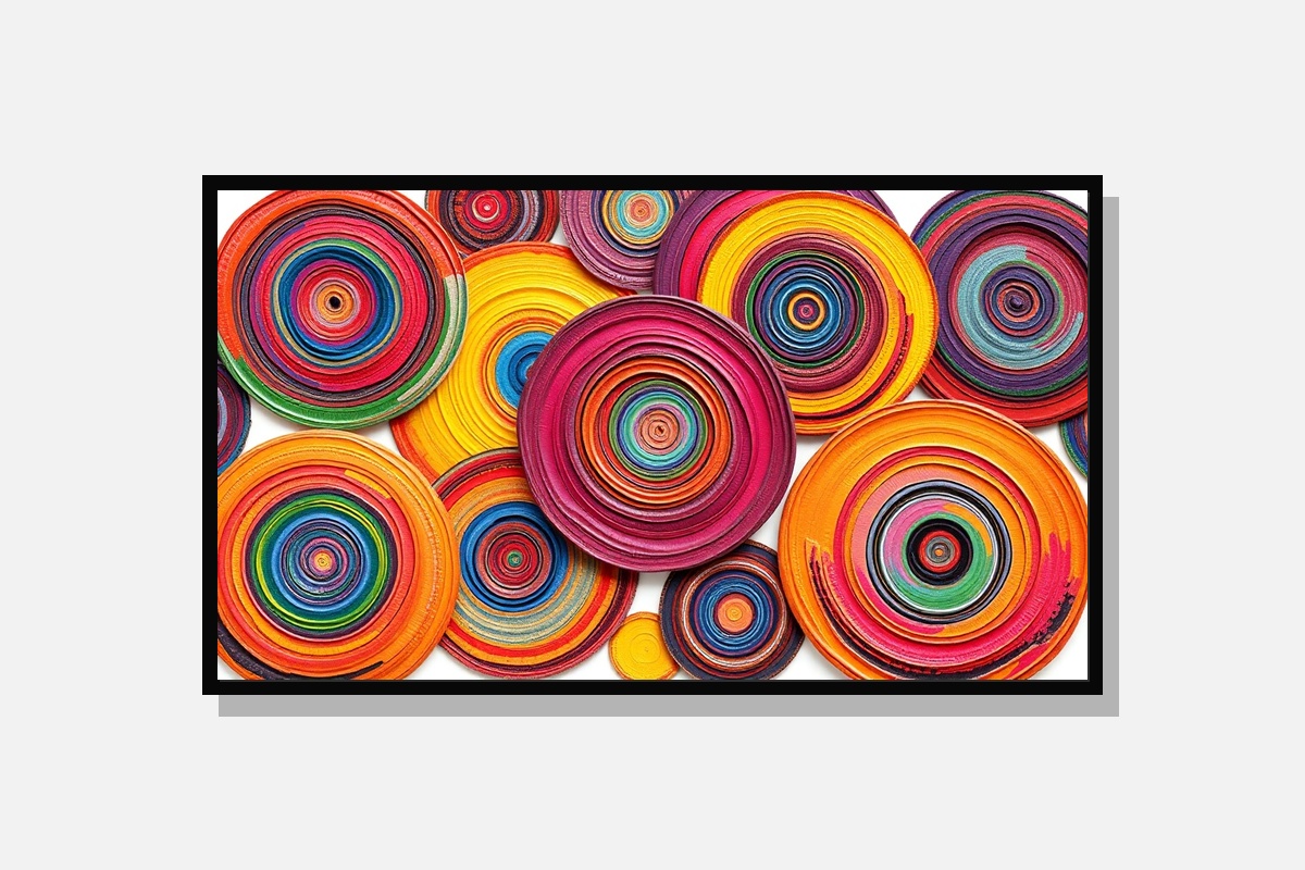 Abstract Colorful Tree Ring Canvas Art - Modern Minimalist Wall Decor
